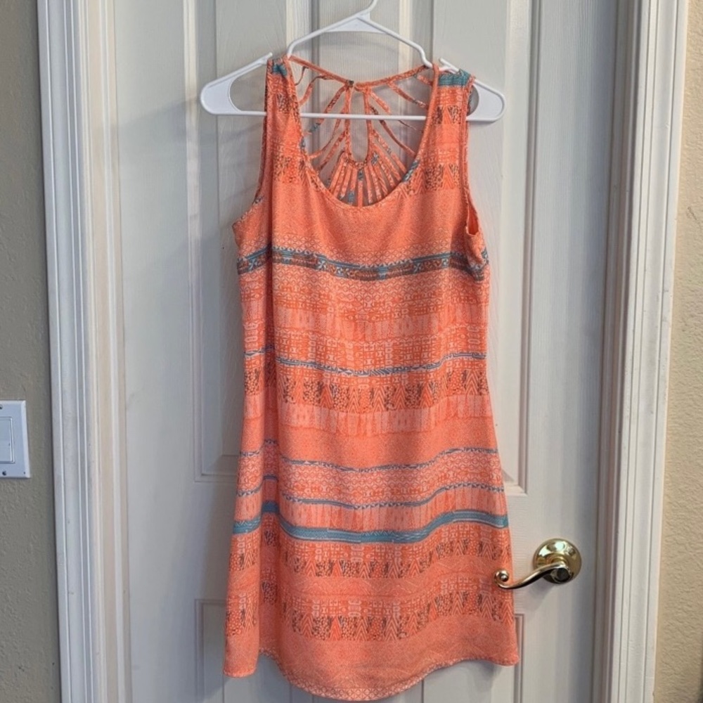Coral and Blue Shift Dress